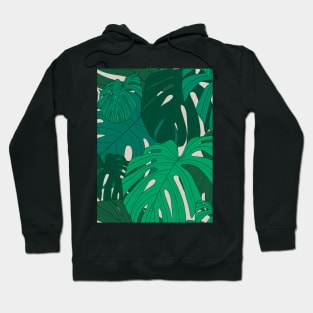 Green Monstera/Tropical moody/beige background/green leaves/monstera/large scale/summer time/cotton/exotic leaves Hoodie